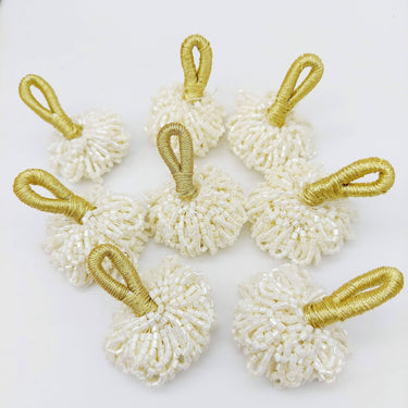 White Bead Tassels Latkan, Indian Latkans, Sewing Latkans